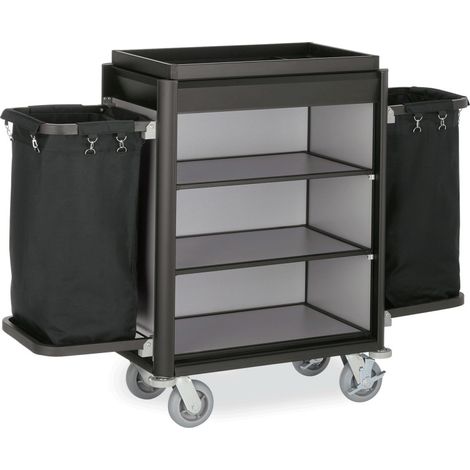 Chariot de chambre 155 x 55 x 116 cm 2 sacs à linge chants noirs aspect alu ISABELLA - Was Germany (1/2)