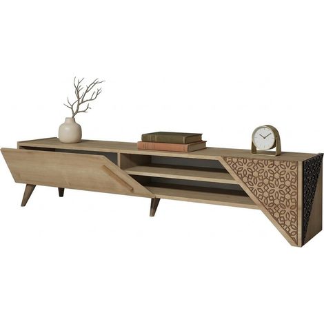 TV-Schrank Campli, ein Regal, eine Tür, 3 Fächer, 180x40x37h cm, Eiche Braun