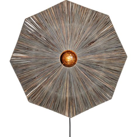 [NEUWERTIG] B-Ware Good & Mojo Wandleuchte Panama LED Wandlampe Holz Eisen dunkelgrau Ø65cm 1x60W (1/2)