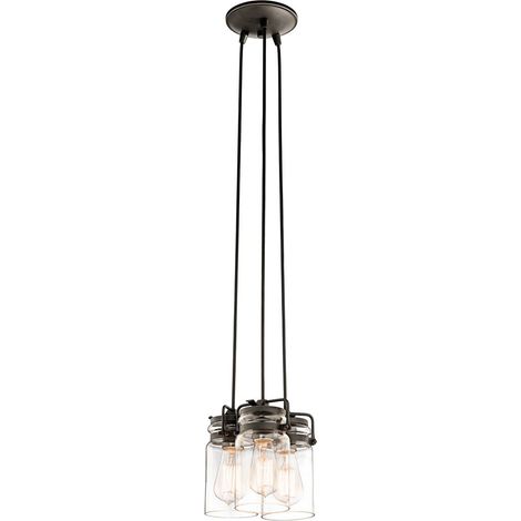 Lampe suspension plafonnier lampe suspension acier verre bronze D 21.6cm lampe salle à manger (1/5)