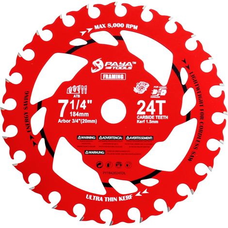 Lame de scie circulaire ultra‑fine,184mmx20mm 24dents,1 pièces (1/5)