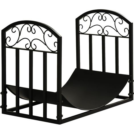 Portalegna per Camino 60,5x36x46,5 cm in Metallo Nero (1/5)