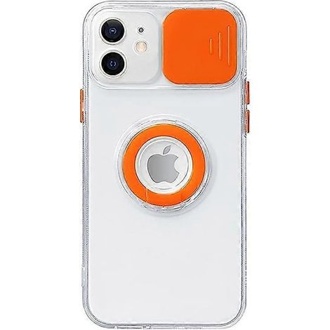 Transparente Softcase-Hülle für iPhone mit Ringhalter, verschiebbarer Objektivabdeckung und Kameraschutz (Orange, iPhone 11 Pro) (1/4)