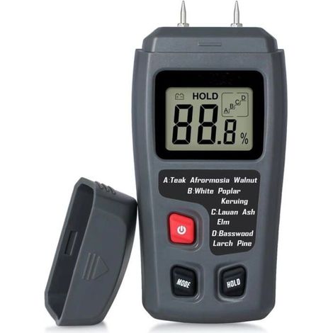 Testeur Humidité Bois 2 Broches, Hygromètre LCD, Précision 0,5%, Détecteur Humidité Bois, Béton. (1/4)
