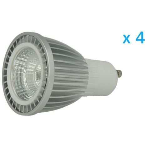 4 PZ Lampade Led GU10 Cob 6W 220V Bianco Caldo 3000K Carcassa Alluminio