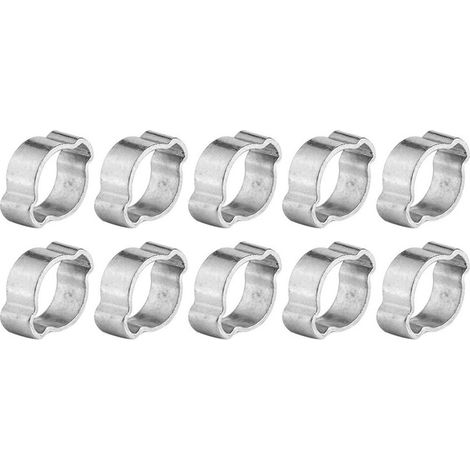 10 abrazaderas de manguera de acero inoxidable ajustables, con doble oreja (9-11 mm) (1/5)