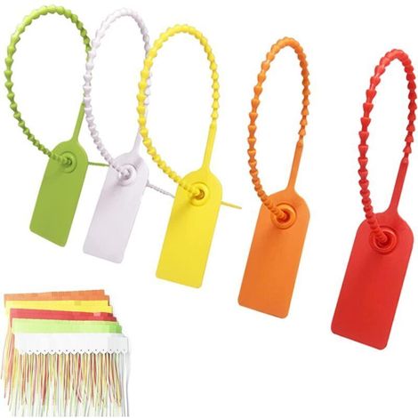 100 bridas de plástico multicolores, etiquetas de seguridad para ropa y logística, botones antifalsificación - KZQ