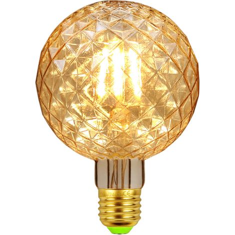 Filiyano – Lampe LED rétro vintage en cristal 4 W 220/240 V E27, ampoule décorative G95, cristal doré (1/4)