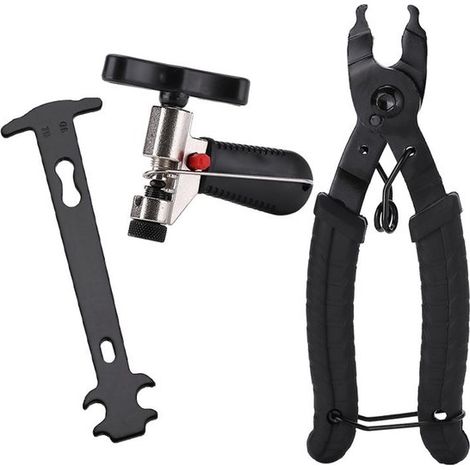 Set completo di 3 pezzi per la riparazione di catene di bicicletta: pinza antifurto per catena, attrezzo per catena e tester per catena. (1/5)