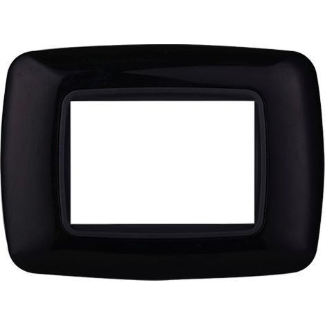 Ettroit placca compatibile Bticino Livinglight 3 moduli plastica bombata colore nero - LN88302