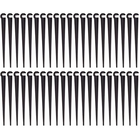Piquets de support de tuyau d'irrigation Piquets de tuyau de support Outils de jardinage d'irrigation goutte à goutte en plastique,Convient pour tuyau d'irrigation en PVC de 47 mm , paquet de 100 (dia (1/4)