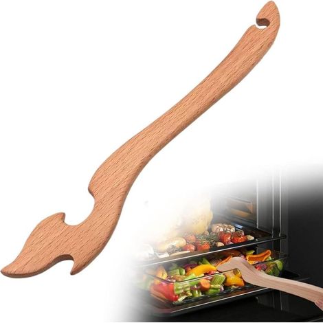 Tire-Gril de Four Ustensile de Cuisine à Long Manche en Bois,Outil Bâton pour Four pour Éviter Les Brûlures,pour Gril Airfryer Cuisson Rôtissage Préparation des Repas Plats en (1/5)