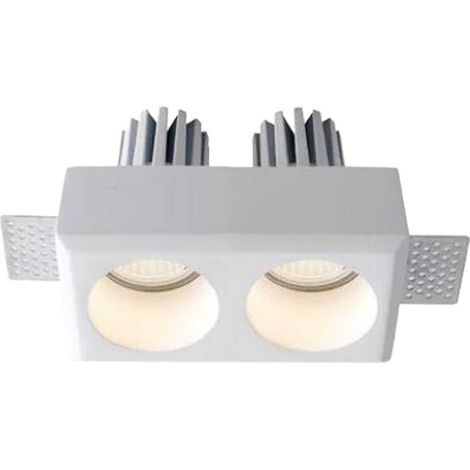 Foco empotrable LED rectangular doble V-TAC, 2 GU10, color blanco yeso