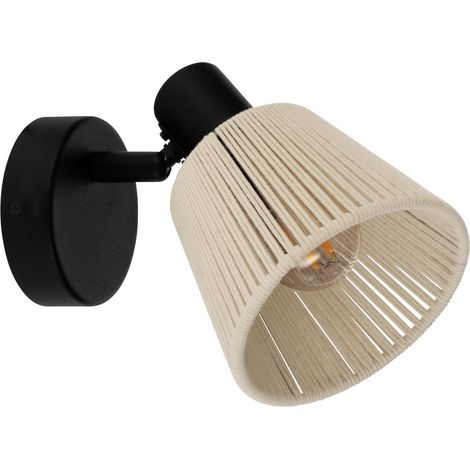 Faretti E Spot Rustico Country Seagard Acciaio Nero Tessuto Bianco 1 Luce E14