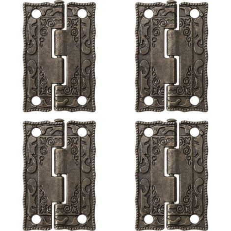 Sollbry Lot de 20 mini charnières de porte rétro en bronze antique pour boîtiers en bois, armoires, boîtes à bijoux (1/4)