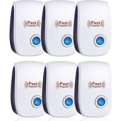 Repulsif Ultrasons, Ultrason Souris Lot de 6, Ultrason Souris et Rat Efficace Contre Souris,Rats,Mouches,Moustiques,Insectes Nuisibles,Araignées,Cafards, Sûr et Non Toxique (1/5)