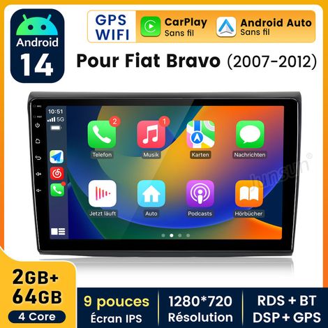 9 pouces Carplay Autoradio pour Fiat Bravo 2007-2012 Android 2+64GB JUNSUN (1/5)