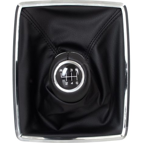 Pomello del cambio nero per Mercedes Classe C W204 07-14 + cuffia del cambio nera con cornice cromata e schema della retromarcia a 6 marce sulla parte superiore. (1/5)