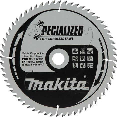 LAME TCT MDF 190x20MM 60DENTS MAKITA B-53291