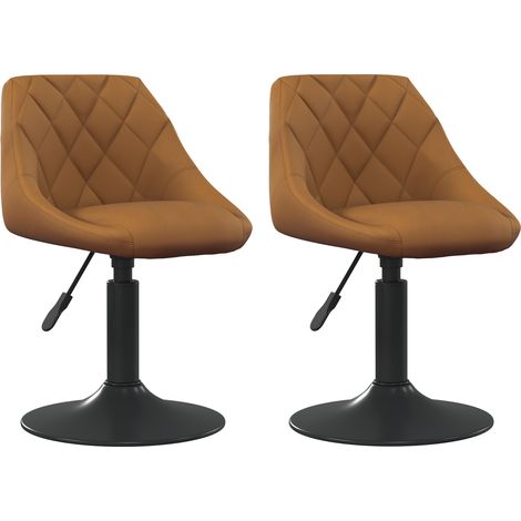 Lot de 2 Chaises de salle à manger,Chaise de cuisine pivotantes Géométrique Marron CFW26601 (1/5)