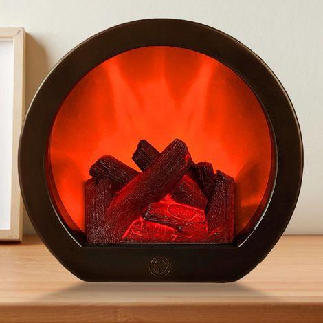 Cheminée à LED, électrique, décorative, avec effet flamme, USB et piles, pour salon, chambre à coucher, café (1/5)