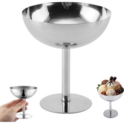 Confezione da 1 coppetta da gelato in acciaio inox con base rotonda, capacità 150 ml, ideale per dessert, insalate e frutta, perfetta per casa, hotel e feste. (1/5)
