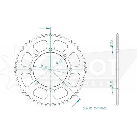 Couronne Acier TT Yamaha - 520 - 50 Dents - Made in Germany