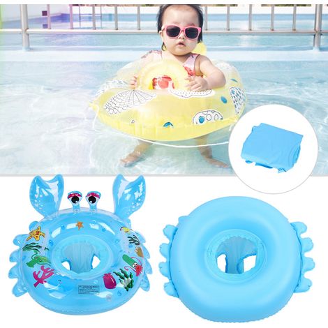 Anneau de natation gonflable pour bébé, siège flottant ludique avec motifs animaux, équipement piscine été pour enfants garçons et filles, bleu vif