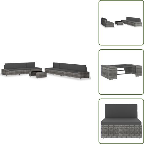 Gartenlounge - vidaXL 8-tlg. Garten-Lounge-Set Poly Rattan Grau - Gartenmöbel Set