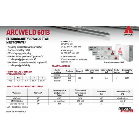 Schweißelektrode mik bud mikolaj bezyk Lincoln Arcweld 6013 4.0 mm 4.5 kg