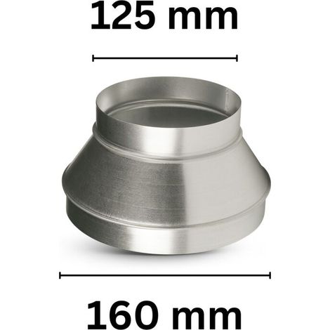 réducteur 125 160 mm métal adaptateur de ventilation adaptateur de conduit système de (1/5)