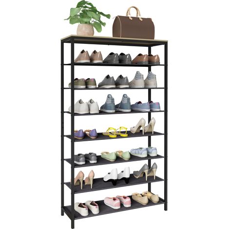 Metal Wood Shoe Rack 7 scomparti Taliro 152x90x30 - VCM