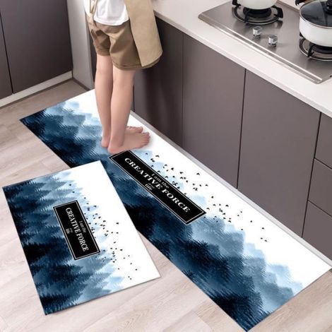 Z3-2pcs Tapis de Cuisine Tapis de Bain Décoration Maison Antiderapant Devant Evier Lavable-40x60cm+40x120cm Multic TAPIS DE CUISINE
