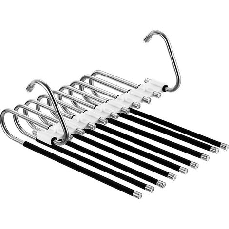 Lot de 2 cintres pour pantalons, en acier inoxydable, antidérapants, pliables, multifonctionnels, peu encombrants, pour pantalons, écharpes, jeans, vêtements et serviettes (1/5)