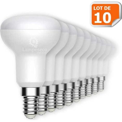 Lampesecoenergie – Lot de 10 ampoules LED E14 6W équivalent 50W – Blanc chaud 3000K – 500 lm – Angle de diffusion 120°
