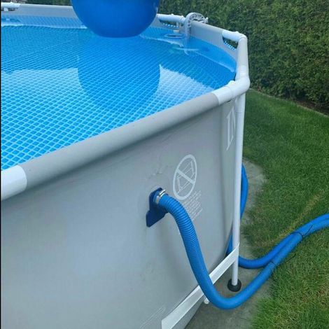 Support de tuyaux pour piscine - Support ABS pour tuyaux 30-37mm avec système anti-dérapage - Kit complet (bracket, 2 attaches, colle) pour protection des ports d'entrée/sortie (1/5)