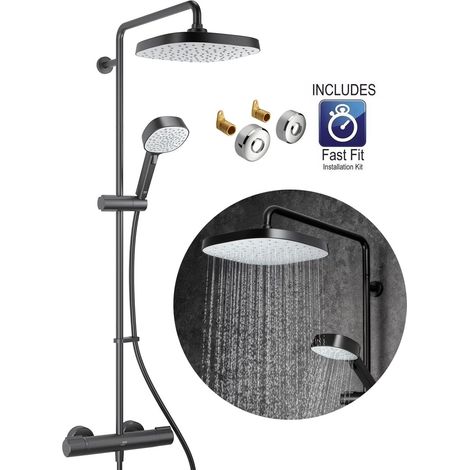 Mira Relate ERD Dual Outlet Black Thermostatic Overhead Mixer Shower + Diverter (1/5)