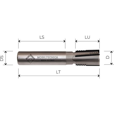 MTEC039.1 - FRÄSE AUS DIAMANT MIT ABWECHSELNDEN SCHNEIDKANTEN POS./NEG. Z4R MIT KÖRPER AUS DENSIMET - MOBILTECNICA  .1D12  LU1 19  LU2 DA 12 A 16  DS12  LT65  Z4  AX+/-4°  RE  H3,5