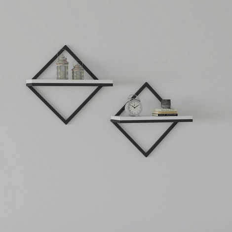 Etagère tablette design noir et blanc (lot de 2) JENA (1/5)