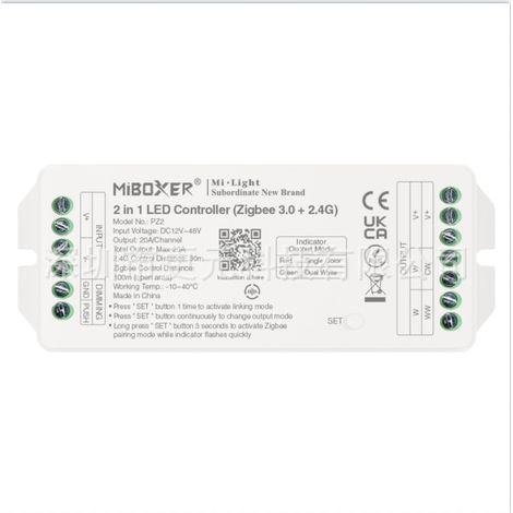 PZ2 2-in-1 LED controller, monochrome, dual color temperature, Zigbee 3.0 + 2.4 GHz, 20 A