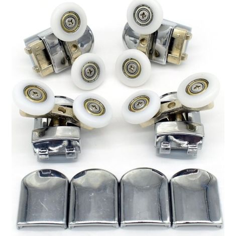Packung mit 4 Ersatz-Doppelrollen für Duschtüren, Räder mit 23 mm Durchmesser (doppelt 2 oben + 2 unten – 23 mm) FLITI (1/4)