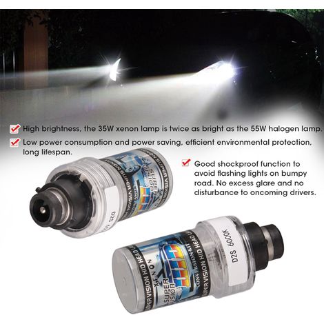 2 Ampoules Xenon D2S 12V 35W 6000K Blanc Froid Sans Mercure Feu De Route Voiture Remplacement (1/5)