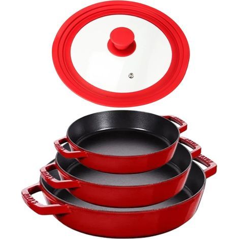 Universal lid with steam vent, suitable for saucepans with diameters of 20, 22 and 24 cm, red (1/5)
