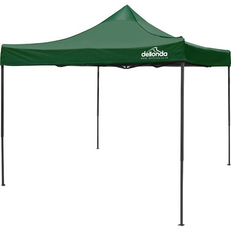 Dellonda DG132 Premium 3 x 3m Pop-Up Gazebo, PVC Coated, Water Resistant Fabric, Supplied with Carry Bag, Rope, Stakes & Weight Bags - Dark Green Canopy (1/5)