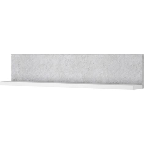 Scaffale da muro design 150cm colori bianco e grigio effetto cemento. Collezione BERGAMO.