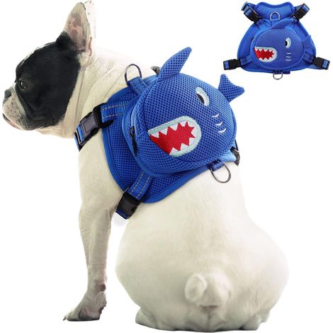 Filiyano – sac à dos d – Harnais de poitrine et de dos pour chien, sac à dos d'extérieur, harnais de promenade ajustable, mignon et de style dessin (1/5)