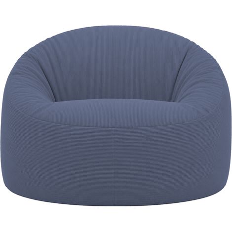 Pouf déhoussable velours côtelé 100 cm bleu foncé (1/5)