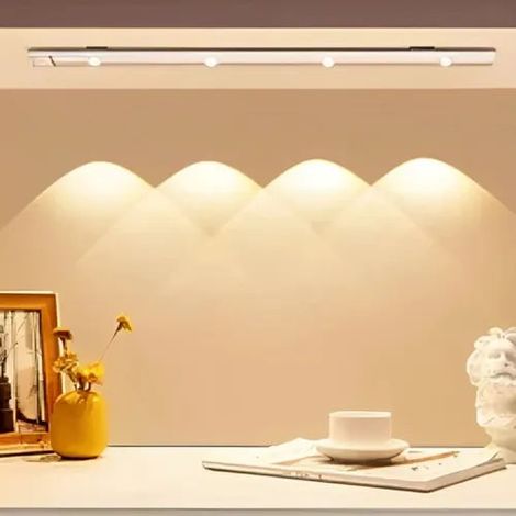 Lampe LED à détecteur de mouvement à intensité variable, rechargeable par USB, pour armoire de cuisine,température de couleur 3000-6000K (blanc, 50cm) (1/5)