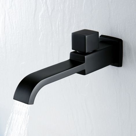 Waschtischarmatur, Wasserhahn, Antioxidations-Wandarmatur aus mattschwarzem Messing, Kaltwasserhahn für Küche und Badezimmer