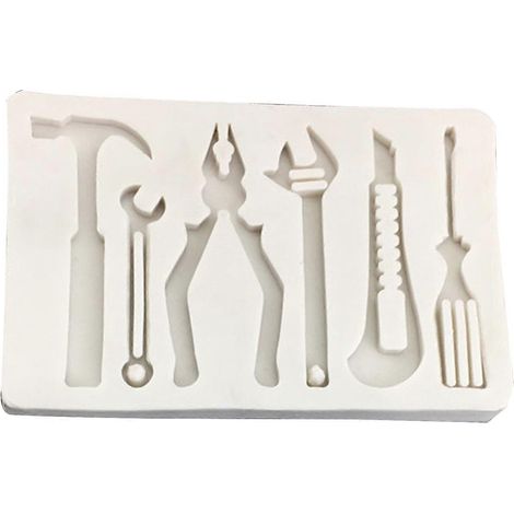 Outils de réparation 3D : moules alimentaires flexibles en caoutchouc silicone, moules pour bonbons, fondant, chocolat et savon en argile, résine et céramique, marteaux multicolores, tournevis (1/5)